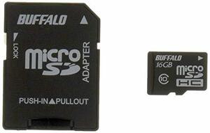 BUFFALO Class10 microSDHCカード SD変換アダプター 16GB RMSD-16GC10AB