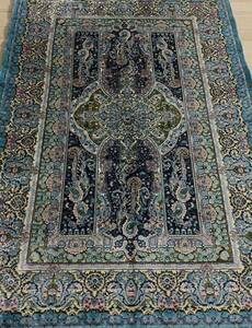百貨店展示品　シルク100％ 最高峰225万ノット　イラン産　手織り 高級ペルシャ絨毯 101×152cm　#7
