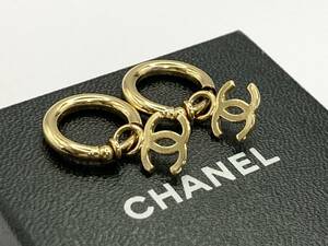 CHANEL　フープピアス　ココマーク　ゴールド　ヴィンテージ　シャネル　古着　希少デザイン　美品【1253】