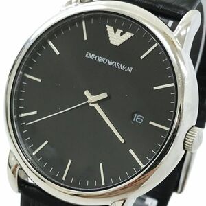 EMPORIO ARMANI エンポリオアルマーニ 腕時計 AR2500 クオーツ アナログ ラウンド ブラック レザ-ベルト コレクション カレンダー 箱付き