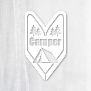送料無料◆Beginner Camper ビギナー キャンパー カッティングステッカー◆ホワイト｜10×6cm｜超防水 UVカット 屋外使用可【C052】