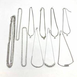 大ぶり!!■ネックレス10点おまとめ■a約151g ビジュー クリスタル CZ カラーストーン ネックレス ラインストーン necklace silver CE0