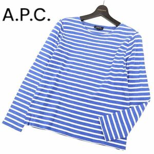 A.P.C. アーペーセー 通年 長袖 ボーダー★ カットソー ロンTシャツ Sz.S　メンズ 青系 × 白 APC　C4T00955_2#C