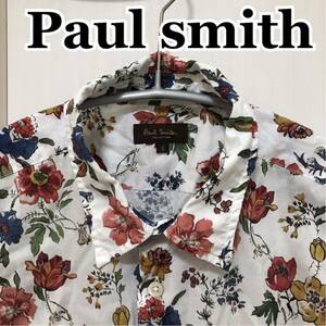 Paul smith ポールスミス 花柄シャツ　フラワープリント　フローラル 半袖シャツ リバティ　ホワイト　Sサイズ　アロハ