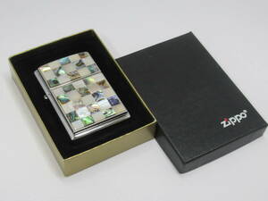 U59　〇ZIPPO ※未使用　SEA WEAVE PEARL シェル メタル貼り　2002年製　箱付き　ジッポ　喫煙具　ライター