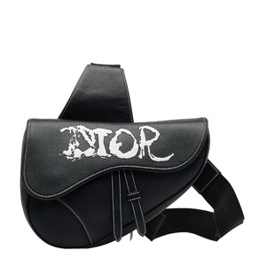 ディオール × PETER DOIG ピーター ドイグ サドルバッグ ボディバッグ ウエストバッグ ブラック レザー レディース Dior 【中古】