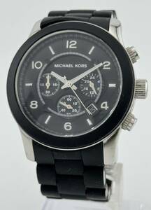 【マイケルコース　1円～】　◎MICHAEL　KORS◎　MK-8107　クロノグラフ　黒文字盤　腕時計　クォーツ　稼働　メンズ　U8221