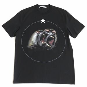 美品◆16AW GIVENCHY/ジバンシィ モンキープリント コットン100％ クルーネック 半袖Tシャツ/トップス ブラック S 正規品 メンズ