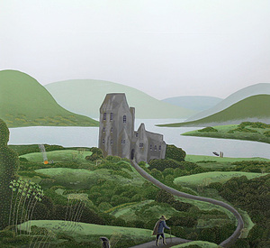 【絵画】 トーマス・マックナイト Thomas McKnight 版画 『Irish Castle』作家保存版 限定30部 シルクスクリーン　本人直筆サイン入　art