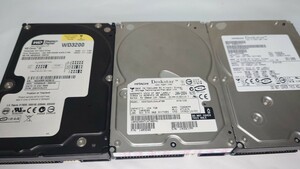 【ジャンク】3台セット320G×2 160G 日立 HITACHI WD 3.5インチ内蔵 HDD/IDE接続 CrystalDiskInfo「正常」 / 使用時間「少」