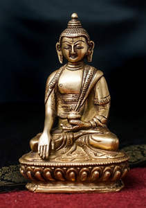 仏像 仏陀 神様像 ブラス アクショービャ 阿しゅく如来 14.5cm インド 置物 エスニック アジア 雑貨