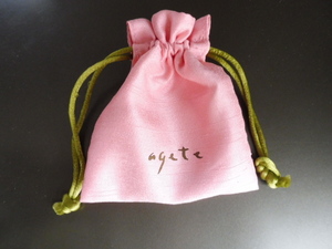送料120円　アガット　ミニ巾着袋　agete　ピンク　ブランド　純正　オリジナル　付属品
