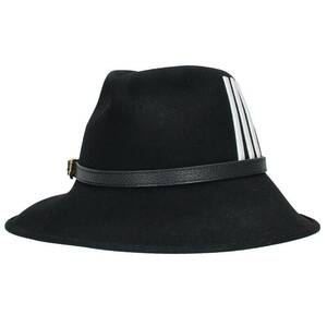 グッチ GUCCI アディダス FELT FEDORA HAT サイズ:L ライン刺繍レザーストラップ付ハット 中古 OM10