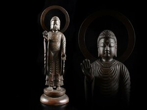 【雲】某寺院買取品 仏教美術 古銅 仏像 置物 高さ33cm 古美術品(中国朝鮮美術)CA9030 PTcfde