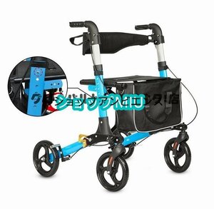 美品登場☆手押し車 歩行器 高齢者 屋外 老人 座れる 折りたたみ 車椅子 ブレーキ 軽量 介護 歩行補助具 買い物カート