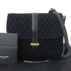 【本物保証】 布袋付 美品 イヴサンローラン YSL サッチェル ショルダーバッグ スエード 黒 568604