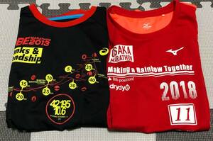 asics アシックス 神戸マラソン2013 記念Tシャツ Mサイズ & MIZUNO ミズノ 大阪マラソン2018 記念Tシャツ レディース Lサイズ 