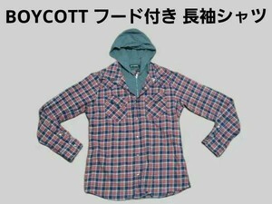 ボイコット BOYCOTT フード付き 重ね着 長袖シャツ 2（Mサイズ）