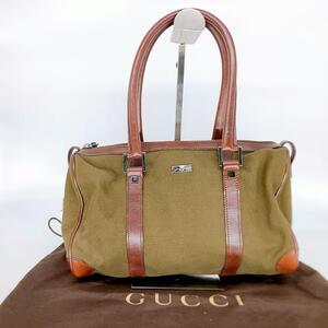 GUCCI グッチ　ハンドバッグ　ミニボストン キャンバス カーキ 30453