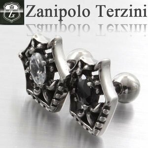 Zanipolo Terzini ザニポロタルツィーニ シールド 盾 ピアス ステンレス ブラックジルコニア 片耳用 