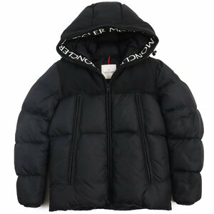 美品●MONCLER モンクレール 18-19AW MONTCLAR モンクラ ロゴ刺〓 ロゴワッペン付 フーデッドダウンジャケット ブラック 1 正規品 メンズ