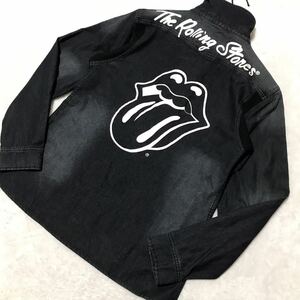 ローリングストーンズ The Rolling Stones ジャックローズ JACKROSE コラボ デニムシャツ デニムジャケット M〜L ブラック ロック バンド