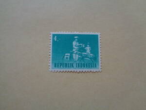 インドネシア切手　1964年　 Transport & Communicationシリーズ　 Cycle-postman　自転車郵便配達人？　　4