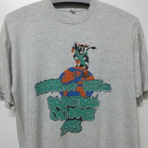 90s 　Tシャツ L グレー　牛柄　バスケットボール　スクリーンスターズ　ヴィンテージ　90年代　アメリカ古着　sy2098