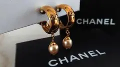 超希少 CHANEL ヴィンテージ パール フープイヤリング ココマーク