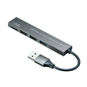 まとめ得 サンワサプライ USB 3.2 Gen1+USB2.0 コンボ スリムハブ(カードリーダー付き) USB-3HC319S x [2個] /l