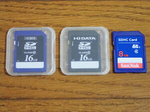 I-O DATA SDHCカード 16GB×2個　CLASS10【中古品】＋ SanDisk 8GB SDHCカードCLASS4おまけ【中古品】
