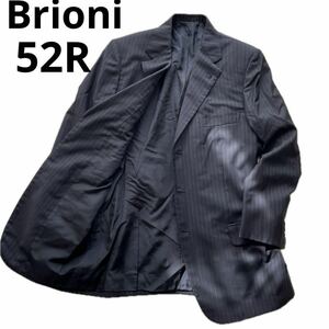 高級 Brioni ブリオーニ テーラードジャケット 黒 ストライプ 3ボタン イタリア製 スーツ ビジネス