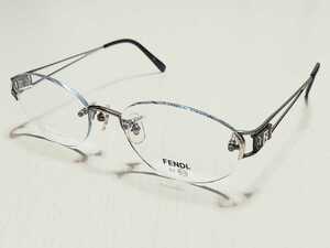 新品　FENDI　フェンディ　日本製　ブランド　メガネ　眼鏡　高級感　上品　ツーポイント　シルバー　スモーキークォーツ　軽い