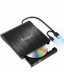 CD/DVDドライブ 外付け DVDレコ DVD-Rプレイヤー CDレコUSB3.0&Type-Cブラック