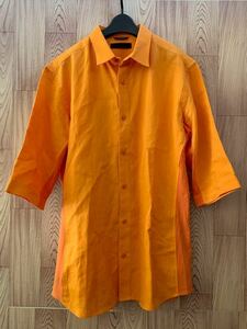 美品即決 junhashimoto ジュンハシモト REGULAR COLLAR S/S SHIRTS レギュラーカラーシャツ リネンシャツ サイドジャージ 半袖シャツ