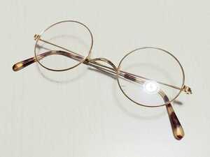 新品　日本製　ラウンド　丸めがね　メガネ　眼鏡　高級感　オシャレ　上品　フルリム　BADA33-45　ゴールド色　べっこう柄　一山