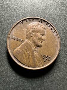 ★コレクター必見！！ アメリカ リバティコイン 1953年 D 刻印 1セント硬貨 アンティークコイン リンカーン ビンテージ 未洗浄 外貨 G491