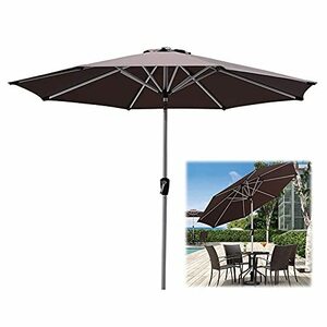 2.7m/8.85ft Outdoor Umbrella, Large Garden Parasol, Heavy Duty Market Table Umbrellas, With Tilt and Hand Crank, with 8 Sturdy