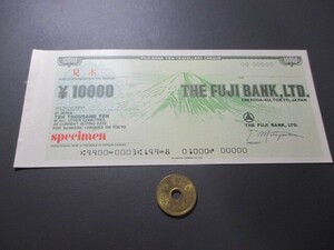 無効債券　日本　トラベラーズチェック　富士銀行　1970年代　1万円　見本券　マージン附