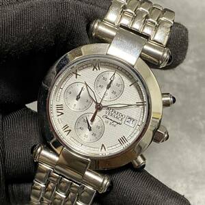 【S-44】ALFRED VERSACE Chronograph 10BAR アルフレッド ヴェルサーチェ 腕時計 シルバー 電池式 クォーツ ※動作未確認