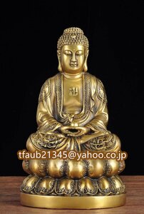 「密教法具 寺院用仏具」真言密教 釈迦仏像 真鍮製 仏教芸術品 高さ31cm