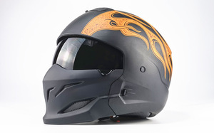 人気 内蔵ゴーグル ヘルメットバイクヘルメット フルフェイス ハーフヘルメット ハーレーレトロコンビネーションヘルメット 組立式 XL