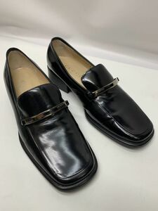 【美品】GUCCI グッチ プレート ロゴ 金具 ヒール パンプス ローファー ガラスレザー レディース 34 1/2C厚底