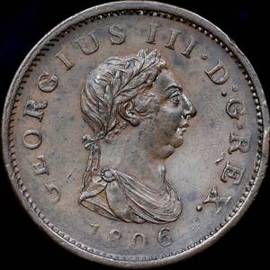 (C-445)　ジョージ　3世ペニー銅貨　1806年 　②