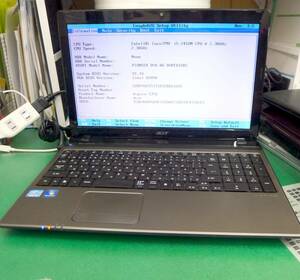 T10976ジャンク acer Aspire AS5750-N52C/K Win7 corei5 4GB×2 15.6inch ACアダプタ付属