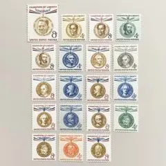 外国切手19枚（アメリカ：自由を守る人シリーズ）