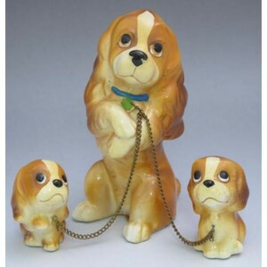 ディズニー　レディ＆子犬2匹　わんわん物語　陶器フィギュア　1960～1970年代　日本製