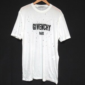 クリーニング済 美品 19SS GIVENCHY ジバンシー ジバンシィ デストロイ加工 プリント 半袖 Tシャツ カットソー オーバーサイズ XS ホワイト