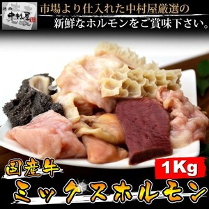 「1円」【2数】国産牛ミックスホルモン1kg(500g×2パック、焼肉、もつ鍋)