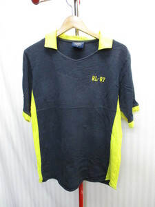 ラルフローレン　RL-67　ポロシャツ　メンズL　紺黄　ネイビーイエローシャツ　半袖シャツ　半袖カットソー　半袖ウエア　06083